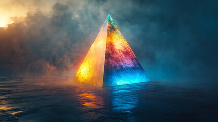 A single beam of light refracts through a prism, dispersing into a vivid spectrum. This symbolizes creative insight, clarity from chaos, and the beauty of diverse ideas converging into brilliance.
