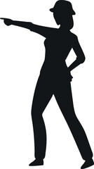 a woman is dancing and pointing to the right