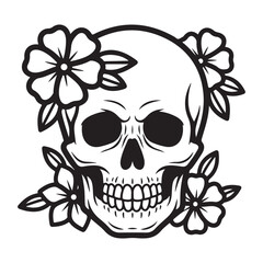 skull and flowers