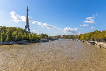 The Eiffel Tower along the Sienne Rive in Paris France