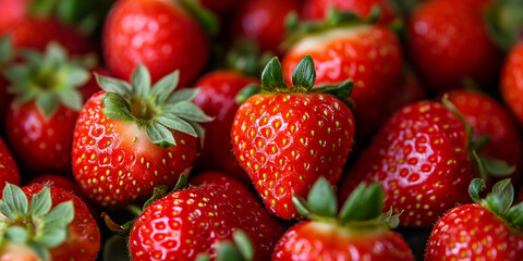 Background with delicious red strawberries taking up all the space
