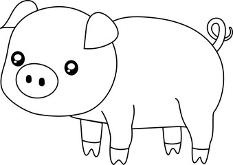 Pig coloring page illustration
