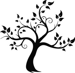 flowing tree silhouette with curved branches