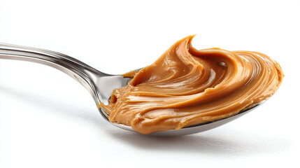 Creamy Peanut Butter on Spoon: The Perfect Nut Butter for Delicious Breakfasts and Healthy Vegetarian Snacks