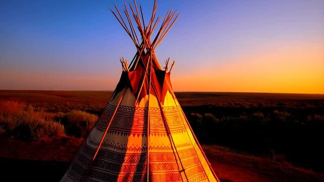 Tepee at Sunrise over the Plains