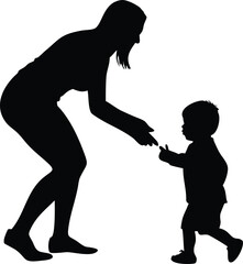 young mother she want to learn her child