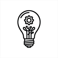 AI Lightbulb Idea Innovation Minimalist Vector Icon
