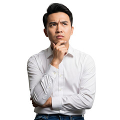 young man thinking cutout without background in 4k