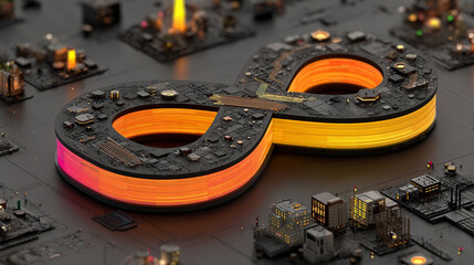 Abstract tech visual with infinite loop and data stream glowing over circuit board—symbolizing DevOps, AI, automation, continuous integration, and the pulse of modern digital ecosystems.
