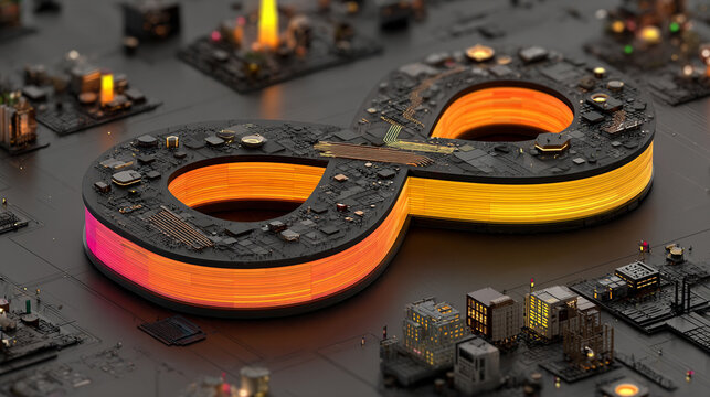 Abstract tech visual with infinite loop and data stream glowing over circuit board—symbolizing DevOps, AI, automation, continuous integration, and the pulse of modern digital ecosystems.
