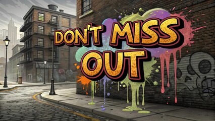 Don’t Miss Out Graffiti Street Art Typography in Bold Spray Paint
