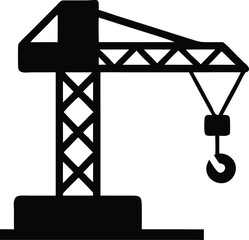 construction and industrial crane with hook  silhouette