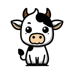 Funny, cute cow cartoon animal illustration isolated on white