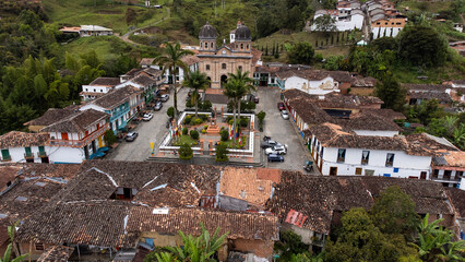 Concepcion, Antioquia, Colombia. March 13, 2025. Catholic parish located in the main park of the...