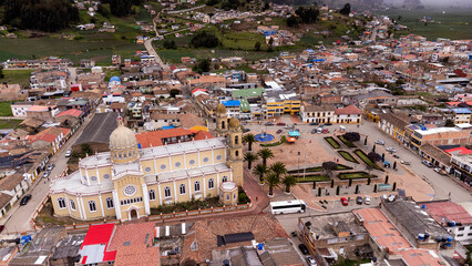 Fototapeta premium Aquitania, Boyaca - Colombia. May 9, 2025. Panoramic drone view, municipality located 78 kilometers from Tunja