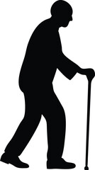 silhouette of senior man walking with cane by umut