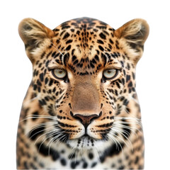 Fototapeta premium Majestic leopard with striking spots and intense gaze, showcasing its powerful presence and beauty in wild. This captivating animal embodies strength and grace