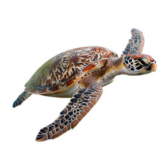 Obraz premium Vibrant sea turtle gracefully gliding through water, showcasing its intricate shell patterns and colorful features. This majestic creature embodies beauty of marine life and ocean ecosystems
