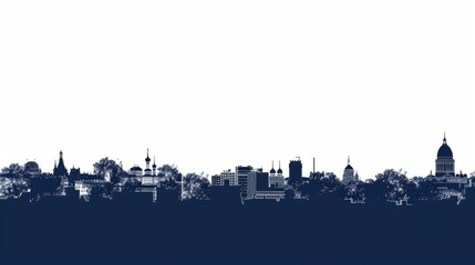 Obraz premium Novosibirsk skyline silhouette showcasing iconic architecture and urban landscape in artistic style