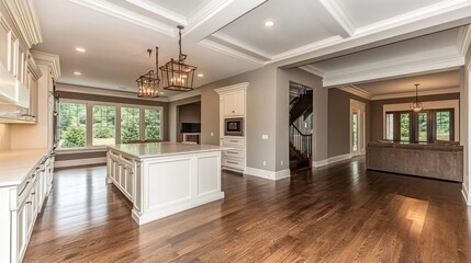 Open-concept kitchen and dining area interior design.