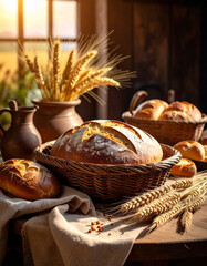 Fresh bread still life photograph