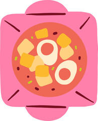 Indonesian Lontong Sayur With Egg Illustration