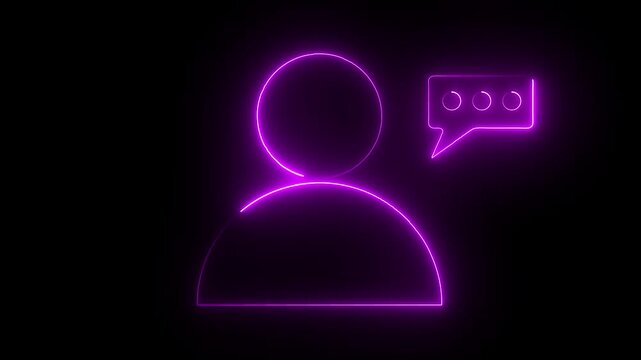 neon glowing profile notification icon animation on black background.Customer service icon animation. customer service animation motion graphic. massage icon animation.