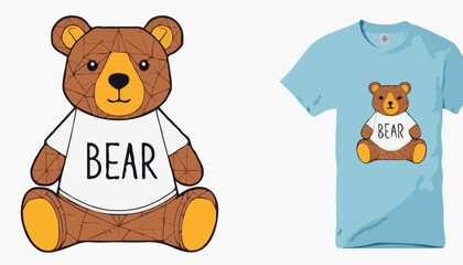 Polygonal illustration of Bear doll t shirt design, vector graphic, typographic poster or tshirts street wear and Urban style