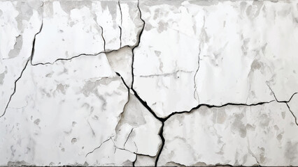 Cracked concrete wall texture. White Concrete Wall with Cracks and Worn Edges. Cracked wall. 