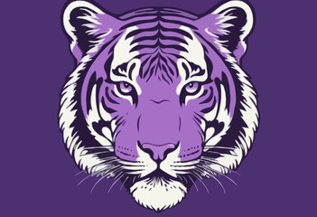Retro illustration of purple tiger t shirt design, vector graphic, typographic poster or tshirts street wear and Urban style