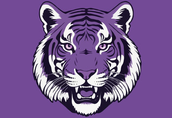 Retro illustration of purple tiger t shirt design, vector graphic, typographic poster or tshirts street wear and Urban style