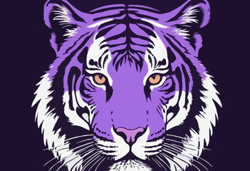 Retro illustration of purple tiger t shirt design, vector graphic, typographic poster or tshirts street wear and Urban style