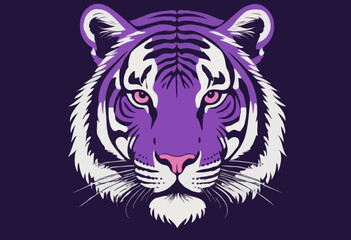 Retro illustration of purple tiger t shirt design, vector graphic, typographic poster or tshirts street wear and Urban style