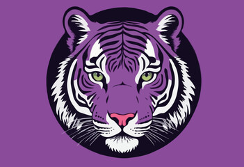 Retro illustration of purple tiger t shirt design, vector graphic, typographic poster or tshirts street wear and Urban style