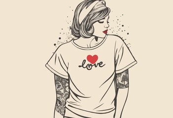 Vintage illustration of about love vector t shirt design, vector graphic, typographic poster or tshirts street wear and Urban style