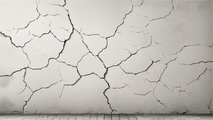 Cracked concrete wall texture. White Concrete Wall with Cracks and Worn Edges. Cracked wall. 