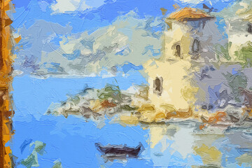 Various oil paintings, flowers, grapes, roses, peonies, cats, dogs, chrysanthemums, scenery, river water