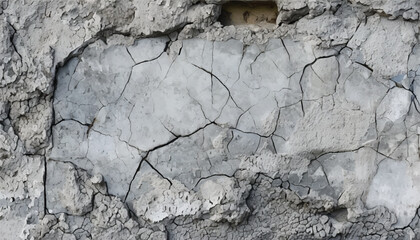 Fototapeta premium Cracked concrete wall texture background. Rough dirty surface. Cracked damaged wall. Grey cement background. 
