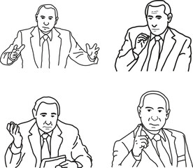 set line art famous pose president vector
