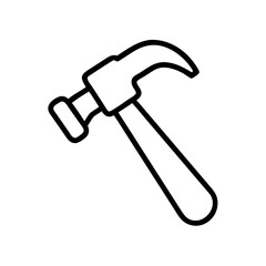 Simple line drawing of a carpenter's tool with a handle and head for hammering nails, isolated on white