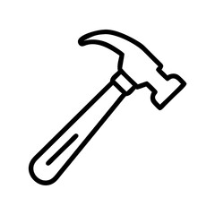 A simple line drawing of a claw construction tool with a wooden handle on a plain white background