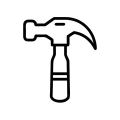 Simple line drawing of a claw tool with a wooden handle on a plain white background image design