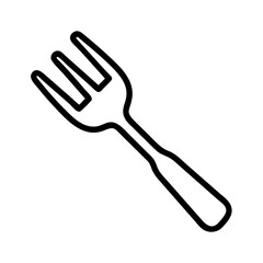 A simple outline drawing of a metal utensil with four tines isolated on a white background design element