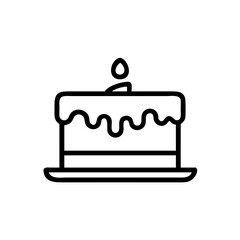 A delicious looking cake with icing and a candle sitting on a plate in a simple graphic format