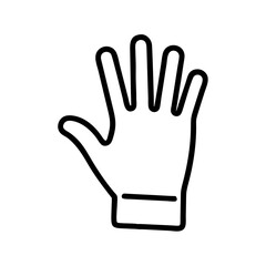 Stylized graphic depiction of a hand with fingers extended in a simple outline design element