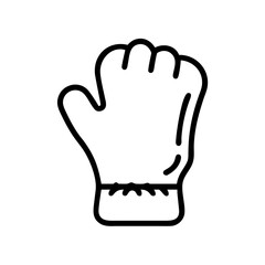 Outline drawing of a puffy winter hand covering with a knitted wrist band design element icon isolated