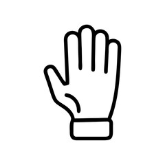 Outlined graphic showing a human hand with fingers extended and a simple cuff design at the wrist area