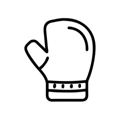 A drawing of a boxing glove with a thick outline and a wrist band with four circles shown here