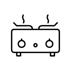 A simple drawing of a stovetop with two burners and steam rising, rendered in a minimalist style
