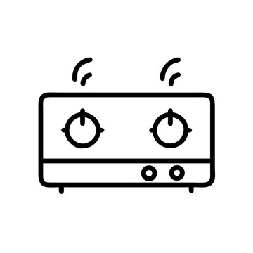 A simple graphic showing a stovetop with two burners and knobs in a minimalist style design art